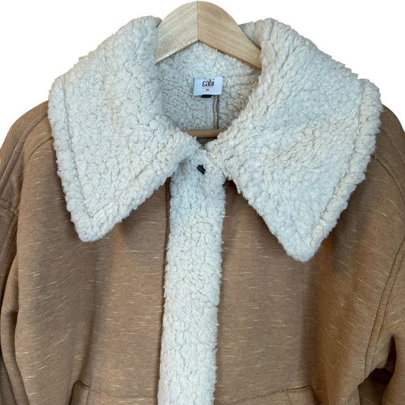 CAbi McQueen Jacket Tan Faux Shearling Full Zip Like New 3908 Sz M - Picture 4 of 11
